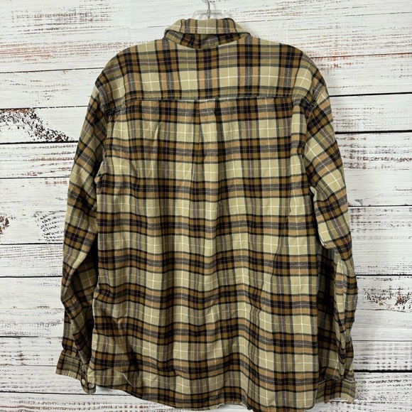Eddie Bauer  tan plaid size large tall button down cotton shirt - Picture 3 of 6